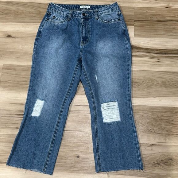 Avec Les Filles Denim - Avec Les Filles Raw Hem Cropped Distressed Jeans Women’s 29